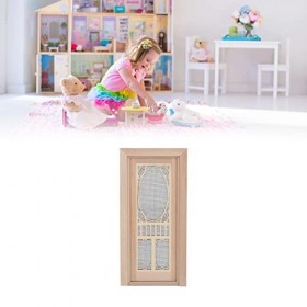 Fussbudget Mini Porte Moustiquaire de Maison de Poupée 1:12, Modèle de Meubles de Maison de Poupée à Finition Naturelle pour 