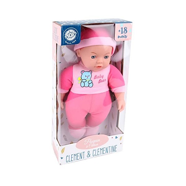 CLEMENT CLEMENTINE - Poupon - Jouet pour Enfant - 120290 - Rose - Vinyle - Poupée - Bébé - Mannequin - 30 cm x 15 cm - À Part