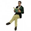 Melody Jane Poupées Maison Personnages Homme Assis Lecture Jambes Croisés Résine Figurine