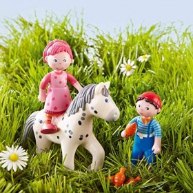Haba 300516 Little Friends Matze Toy- 4 Boy Dollhouse Toy Figure with Blue Overalls and Red Cap