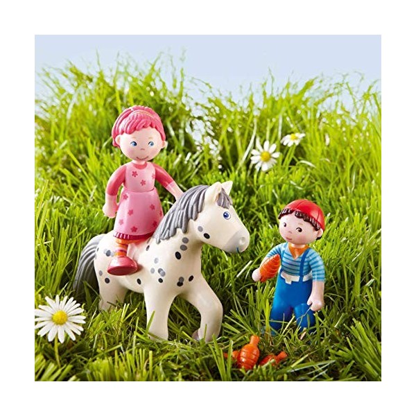 Haba 300516 Little Friends Matze Toy- 4 Boy Dollhouse Toy Figure with Blue Overalls and Red Cap