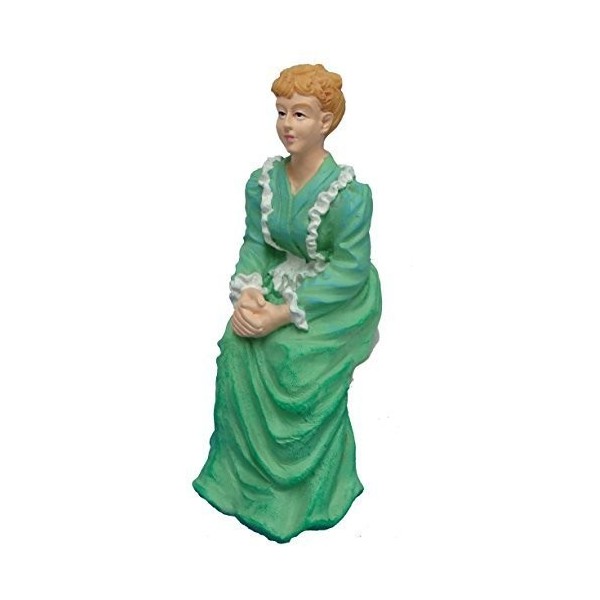 Melody Jane Maison de Poupées Personnages Dame Victorienne en Vert Assis Figurine en Résine