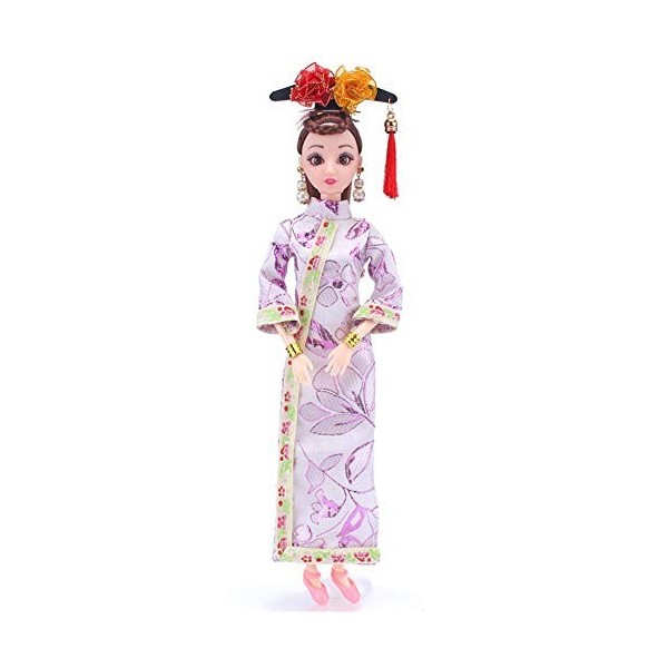 Uteruik Poupée chinoise de 29,8 cm avec vêtements Cheongsam anciens, bandeau pour enfants, cadeau danniversaire D 