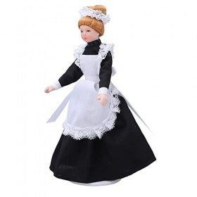 1:12 Mini Modèle de Poupée en Céramique, Accessoires de Maison de Poupée en Porcelaine de Poupée de Femme de Chambre Mobile M