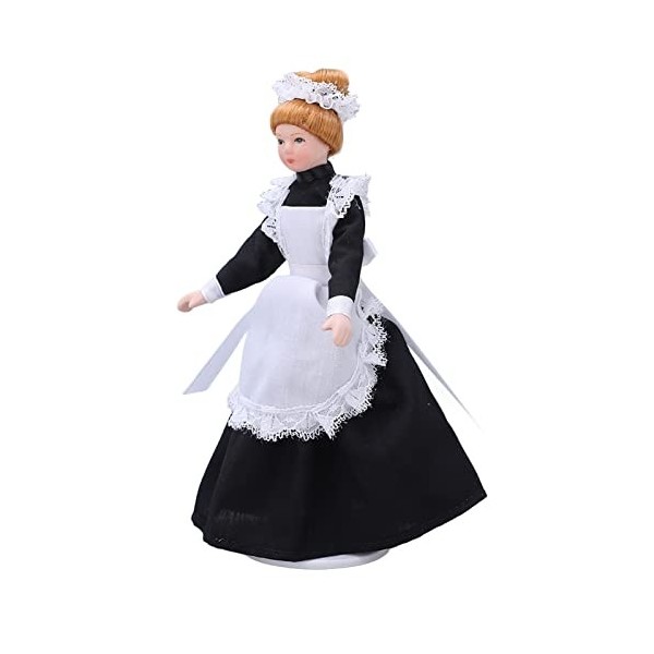 1:12 Mini Modèle de Poupée en Céramique, Accessoires de Maison de Poupée en Porcelaine de Poupée de Femme de Chambre Mobile M