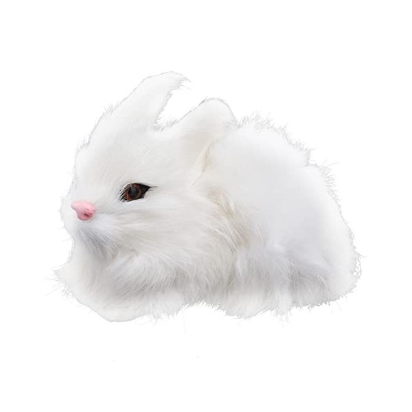 Lapin en Peluche Réaliste Lapin De Simulation Mignon Ornement De Lapins en Peluche Réaliste pour Bébé Enfants Tout-Petits Bl