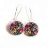 Boucles doreilles cabochon fleurs colorées folklore russe mexicain floral poupée russe matryoshka