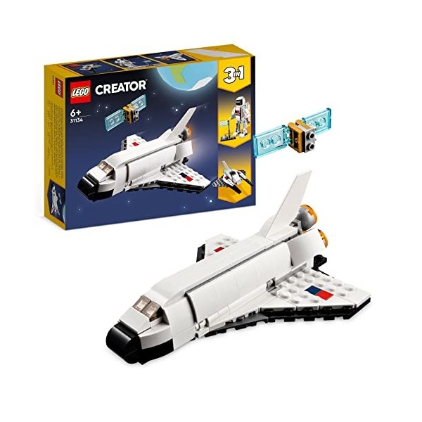 LEGO 31134 Creator 3-en-1 La Navette Spatiale, Jouet de Navette Spatiale en Vaisseau en Figurine Astronaute, pour Enfants, Ga