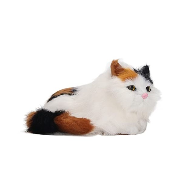 Figurine De Chat En Fourrure Synthétique, Poupée De Chat En Peluche Douce, Haute Simulation, Yeux Ouverts, Jouet Animal Réali