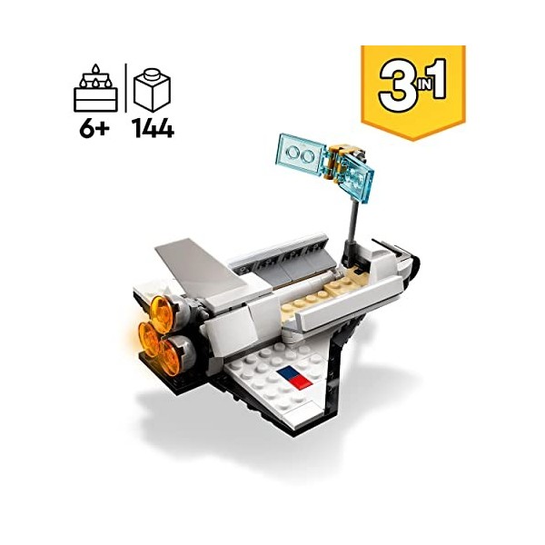 LEGO 31134 Creator 3-en-1 La Navette Spatiale, Jouet de Navette Spatiale en Vaisseau en Figurine Astronaute, pour Enfants, Ga