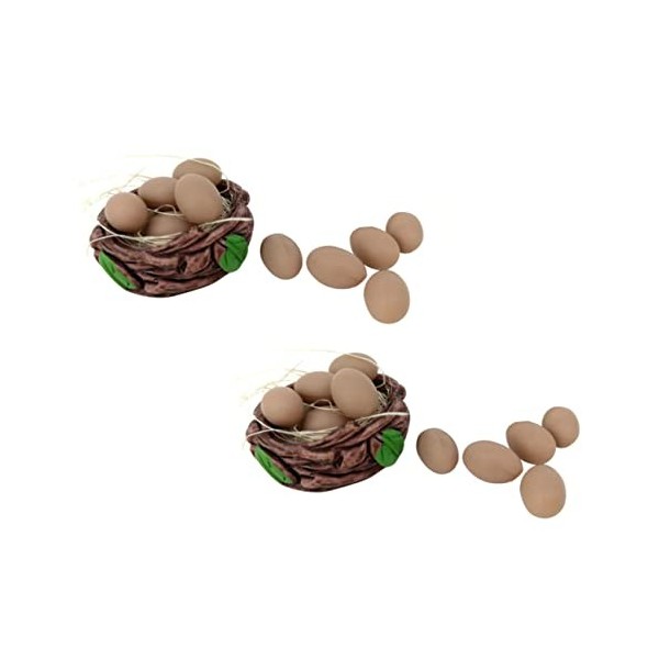 Toyvian 2 Ensembles Maison De Poupée Ornements Doeufs Nid Doiseau De Jardin Mini Nids doiseaux Décoration De Paysage Faux 