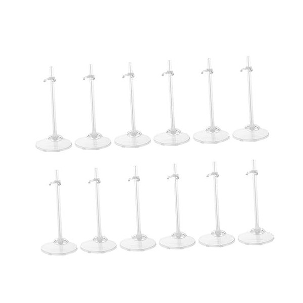 Toyvian 12 Pièces Poupée Debout Support en Plastique Bébé Poupée Étagères De Rangement en Plastique Support Transparent Suppo