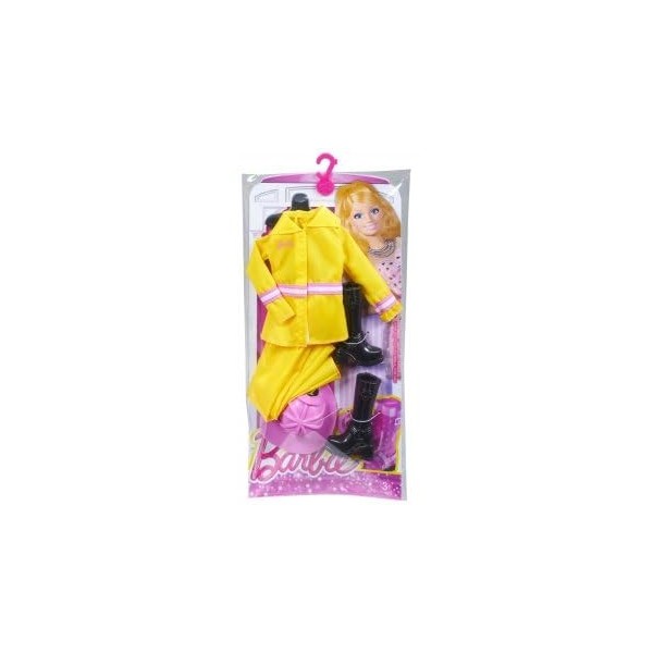 Habit pour Barbie Tenue de Pompier Jaune - poupée et Mini-poupée métier - Set vêtement poupée Mannequin + 1 Carte