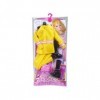 Habit pour Barbie Tenue de Pompier Jaune - poupée et Mini-poupée métier - Set vêtement poupée Mannequin + 1 Carte