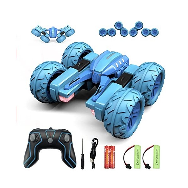 Amicool RC Voiture Telecommandé Tout Terrain, 4WD 360°Rotation Stunt Car Offroad RC Véhicule avec LED, 2.4GHz Voiture Radioco