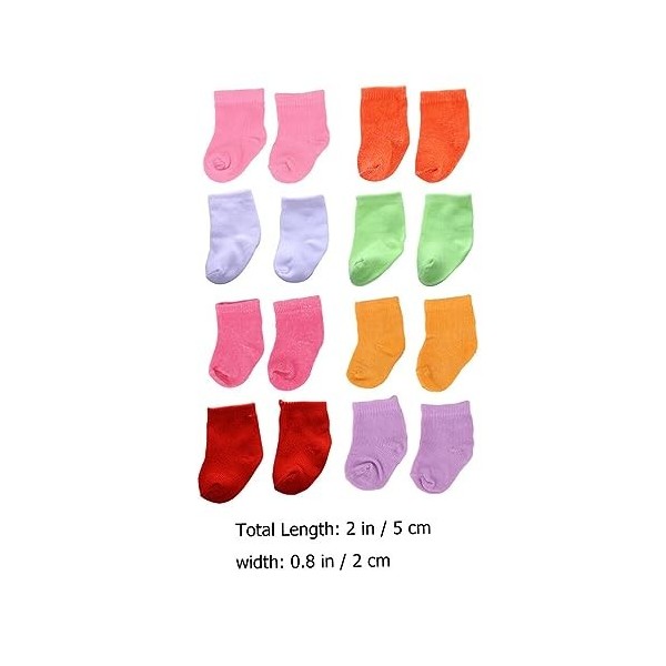 Gadpiparty 8 Paires Poupée Chaussettes Accessoires Vêtements De De 18 Pouces Chaussettes De Poupée Américaine Poupées De Bébé