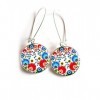 Boucles doreilles cabochon fleurs colorées folklore russe mexicain floral poupée russe matryoshka