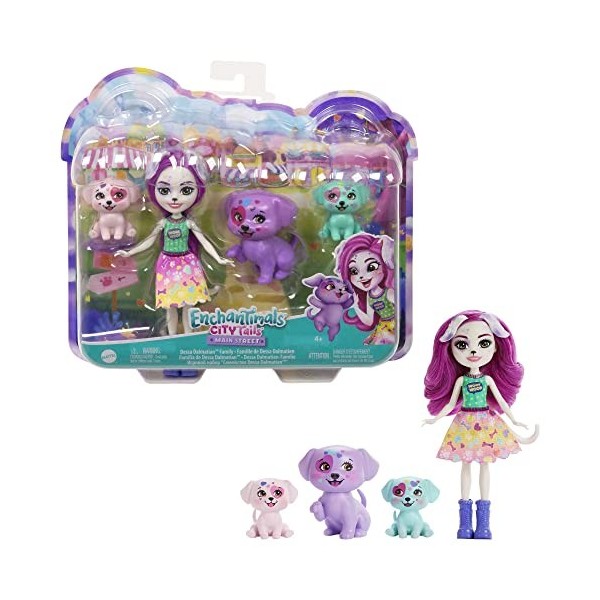 Enchantimals Coffret Famille Enchantimals Avec Poupée Glee Cochon D’inde 15 Cm Et 4 Figurines D’animaux, Jouet Enfant, Dès 