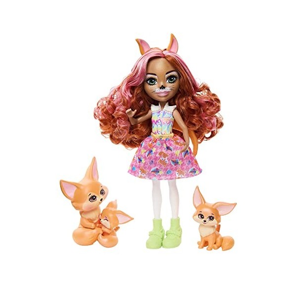 Enchantimals Coffret Famille Enchantimals Avec Poupée Glee Cochon D’inde 15 Cm Et 4 Figurines D’animaux, Jouet Enfant, Dès 