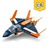 LEGO 31126 Creator 3 en 1 L’Avion Supersonique, Se Transforme en Hélicoptère et en Bateau, Jouet de Construction pour Enfants