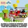 LEGO 10969 Duplo Town Le Camion de Pompiers, Jouet de Construction, avec Lumières et Sirène, Figurine Chat, Centre de Secours