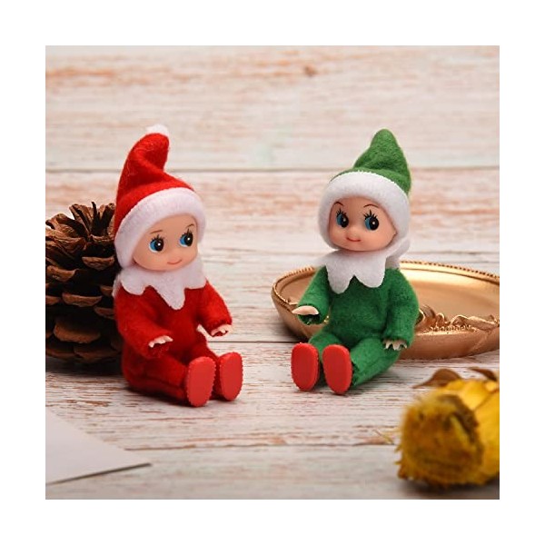 Geviro Lot de 2 mini poupées elfes de Noël pour décoration dintérieur