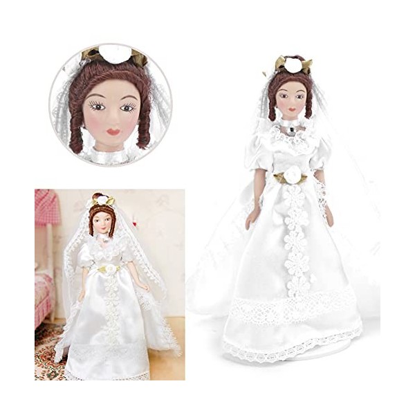 Poupée en Porcelaine de Maison de poupée, Accessoires de décoration de Maison de poupée Mariée de Maison de poupée en Porcela