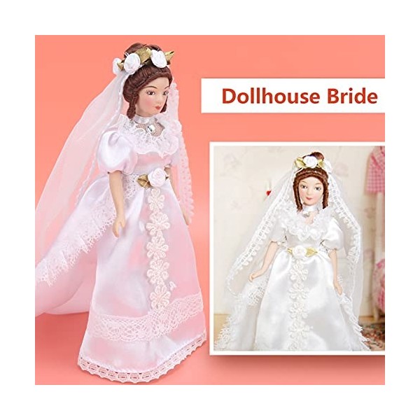 Dollhouse Bride, Dollhouse Porcelain Doll 1:12 Accessoires de décoration de Maison de poupée pour Le Bricolage pour lornemen