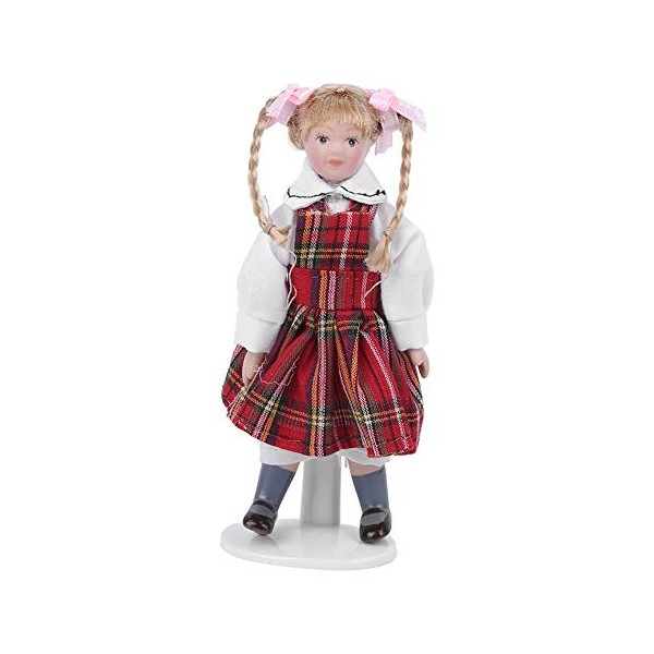 JADPES Poupée de Maison de poupée, modèle de poupée de Robe Rouge se Tient fermement pour la Maison pour lenfant Girl in Red