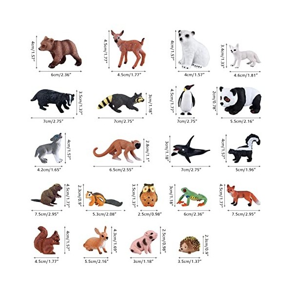 PLULON 21 Pcs Animaux Safari Figurines Jouets Figurines dAnimaux la Forêt Figurines réalistes zoo sauvage créatures des bois