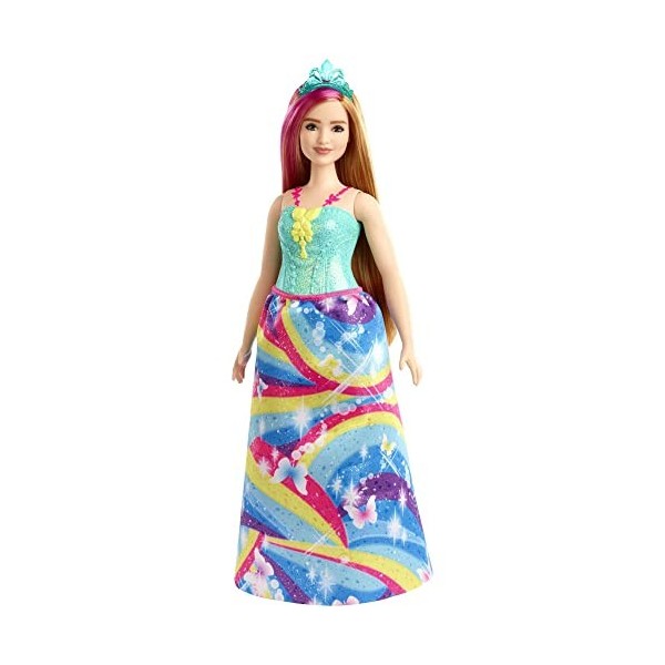 Barbie Dreamtopia poupée princesse aux cheveux blonds avec mèche rose, Jouet pour enfant, GJK16