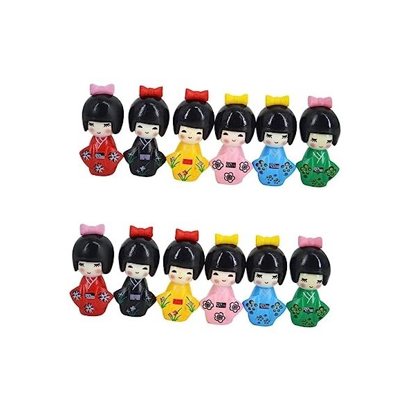 Toyvian 12 Pcs Ornements De Poupée Kimono Poupées Kokeshi Poupée Kimono Miniature Kimono Fille Figure Mini Récipients en Plas