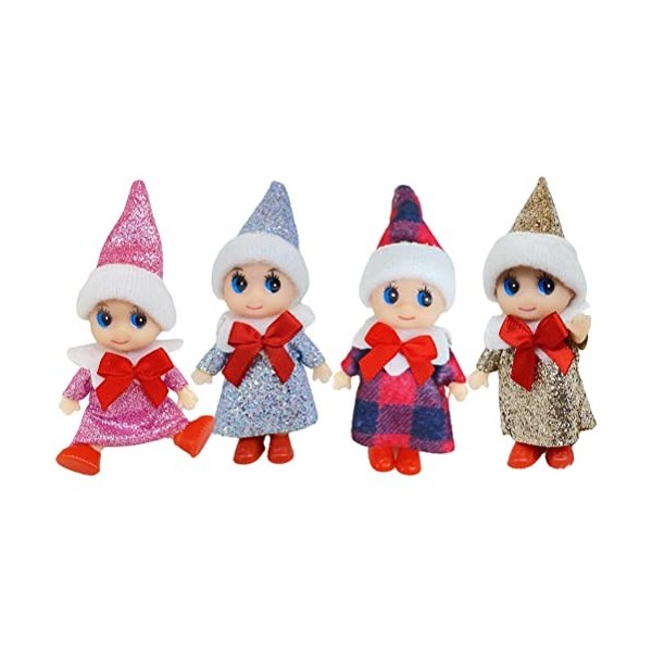 Jauarta Lot de 4 poupées elfes de Noël - Petite poupée elfe de Noël - Mini poupée elfe - Jouet pour enfants standard 