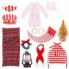 Accessoires Elfes 12pcs Kit Elfe de Noël Mignon avec Sac de Couchage, Peignoir, Verres, châle, Accessoires de poupée Elfe ham