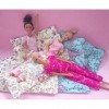 Bedtime Pyjama Set with Duvet and Pillow for Barbie and Sindy Sized Dolls Handmade 