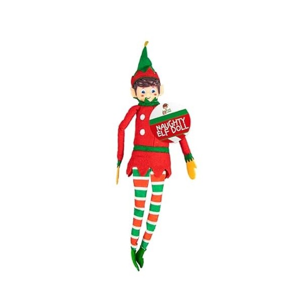 Naughty Elf Poupée lutin en vinyle 30,5 cm avec visage sur étagère Rouge Vert Noël