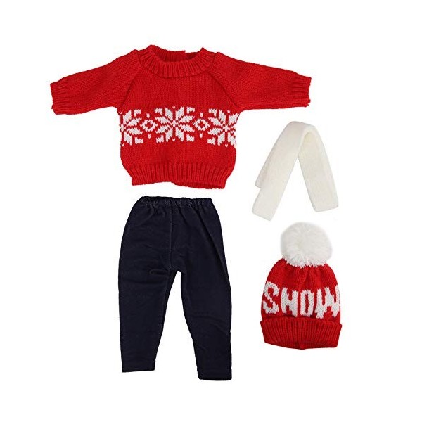 keebgyy Vêtements de Poupée pour Bébés Filles, Vêtements et Accessoires de Poupée de Noël, Pull, Pantalons, Chapeaux, Accesso