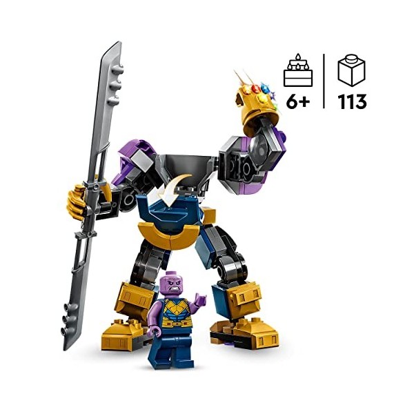 LEGO 76242 Marvel L’Armure Robot de Thanos, Figurine Avengers, Jouet de Construction, avec Gant de lInfini, Cadeau Super-Hér
