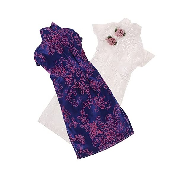 Toyvian 2 Pièces Vêtements De Poupée Cheongsam Robe De Poupée Décorative Robe De Poupée Filles Accessoires Miniatures Robe De