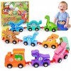 HappyKidsClub Dinosaure Train Jouet en Bois pour Enfant, Jouet Garcon 1-4 Ans Petite Voiture Dinosaure Cadeau Enfant Garcon 1