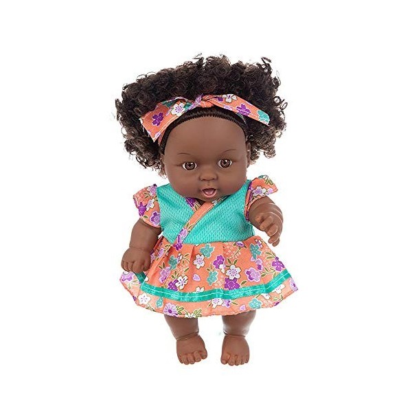 Uteruik Poupée noire de 20,3 cm avec robe et bandeau - Cadeau danniversaire pour enfants B 