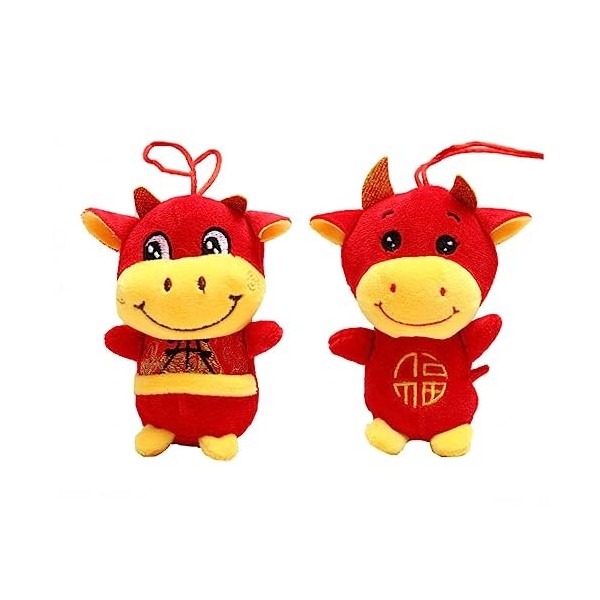 Toyvian 2 Pièces Mascotte De Lannée du Buffle Pendentif Poupée Vache Année Boeuf Pendentif Vache Année Boeuf Mascotte Poupée