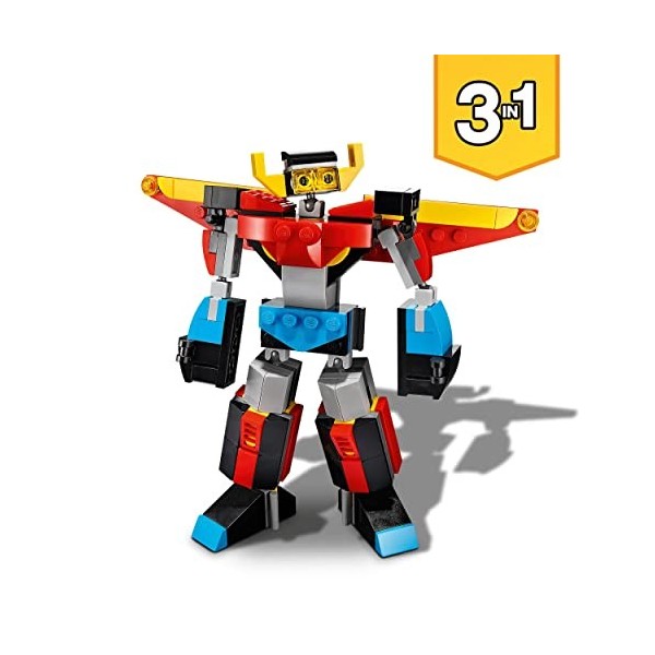 LEGO 31124 Creator 3 en 1 Le Super Robot, Se Transforme en Dragon et en Avion à Réaction, Jouet de Construction Créatif pour 