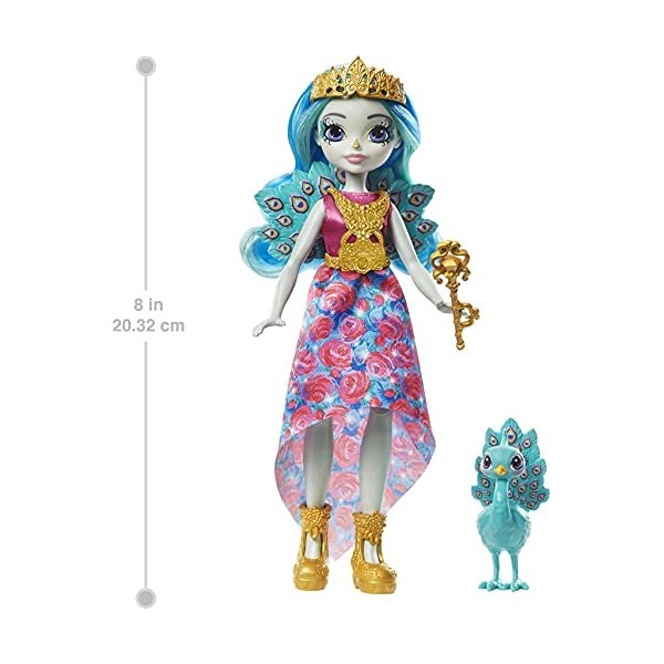 Enchantimals Royals mini-poupée Reine Paradise, figurine animale Paon Rainbow et accessoires, jouet pour enfant, GYJ14