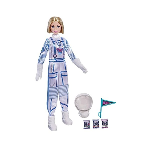 Barbie Space Discovery Métiers poupée​ astronaute blonde portant une combinaison spatiale et un casque, accessoires inclus, j