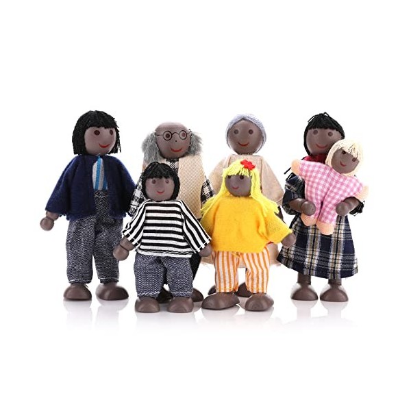 cobee Dollhouse Lot de 7 figurines de maison de poupée en bois pour maison de poupée A 