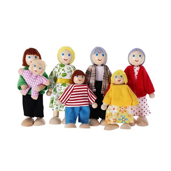 cobee Dollhouse Lot de 7 figurines de maison de poupée en bois pour maison de poupée A 