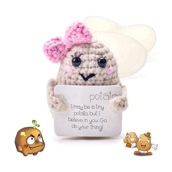 Potato Positive Potato Pocket Hug Cadeau, Mini Peluche Figurines Drôles Positives Pomme de Terre Poupée Meilleure Amie, Cadea