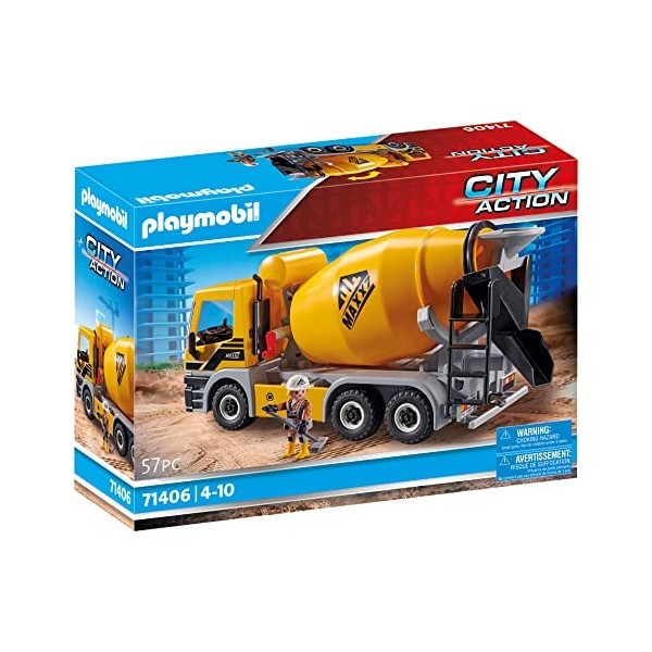 Playmobil City Action 71406 Camion toupie Jouet de Construction avec Tambour Qui Tourne, la Cabine du conducteur pivote. pour