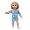 Uteruik Jupe de poupée American Girl de 46 cm - Pour poupée Our Generation - Manches longues - Motif lapin